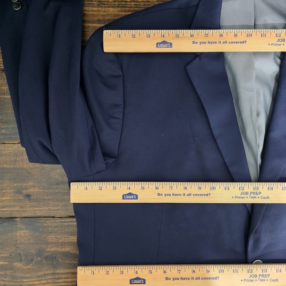 Pronto Uomo Men's Sport Coat Blazer Two Button Navy Blue Wool Poly Spandex 52R - Picture 2 of 13